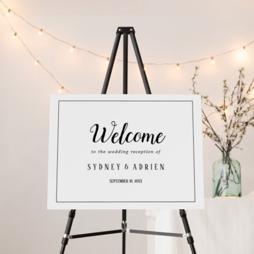 Simple Minimalist Frame Wedding Reception Welcome  Foam Board