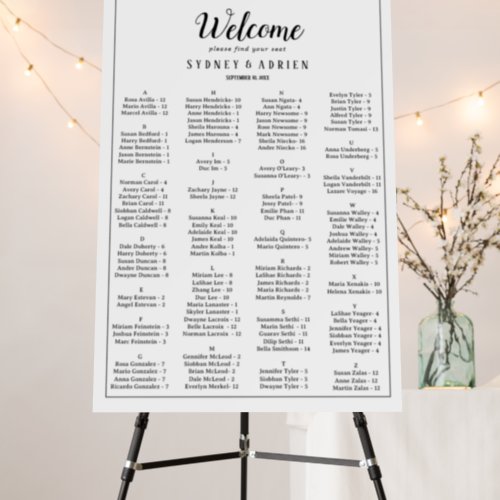 Simple Minimalist Frame Wedding Seating Chart  Foam Board