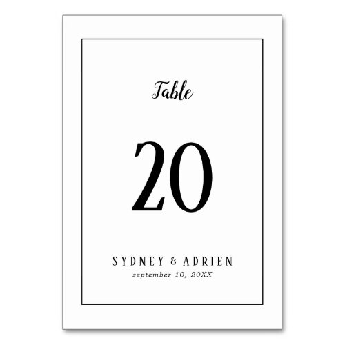 Simple Minimalist Frame Wedding Table Numbers