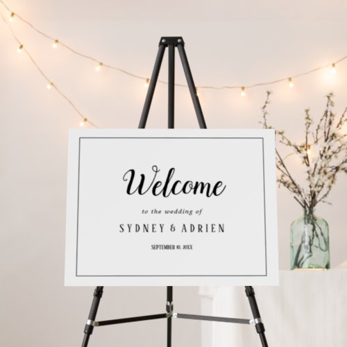 Simple Minimalist Frame Wedding Welcome Foam Board