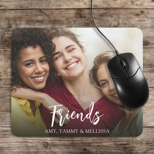 Simple Minimalist Friends Photo Calligraphy Cute Mouse Pad