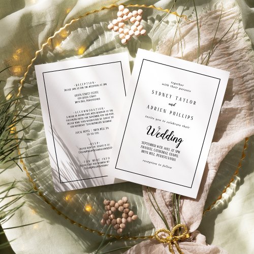 Simple Minimalist Front and Back Frame Wedding Invitation