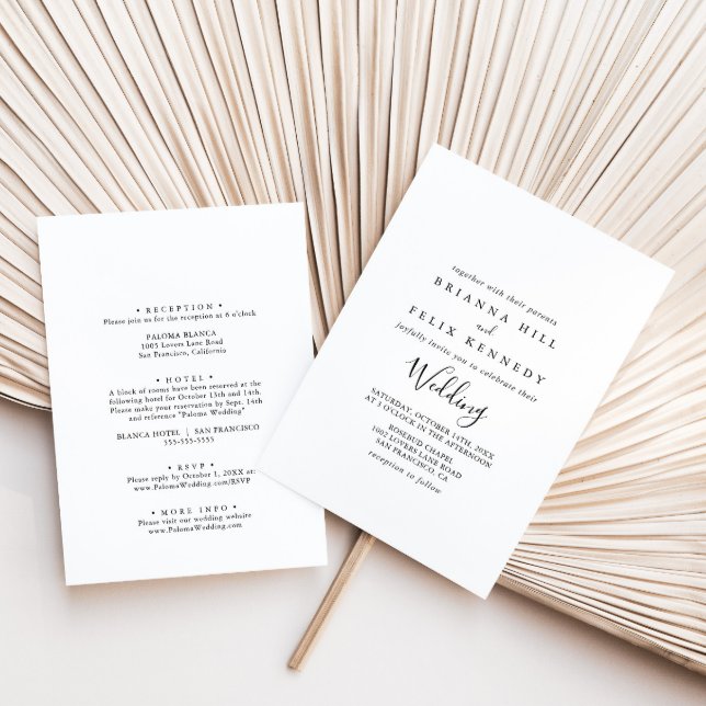 Simple Minimalist Front & Back Wedding Invitation (Creator Uploaded)
