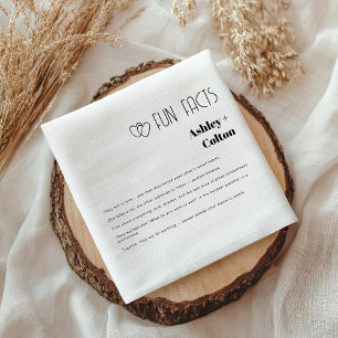 Simple Minimalist Fun Facts Couple Hearts Wedding Napkins