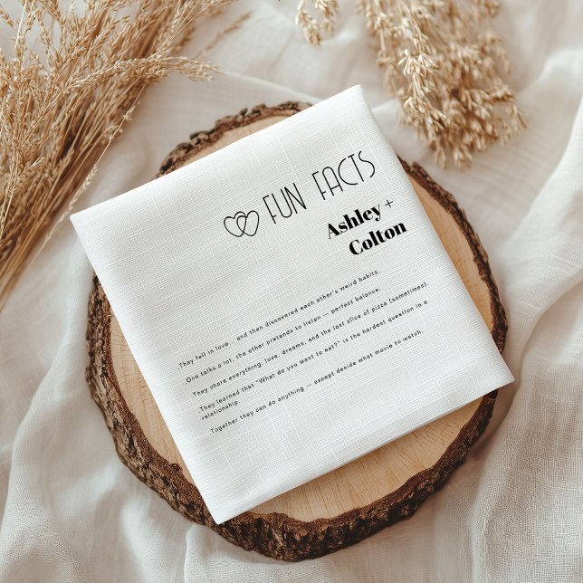Simple Minimalist Fun Facts Couple Hearts Wedding  Napkins (Creator Uploaded)