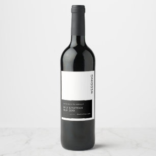 Simple Minimalist Geo Bold Black Save The Date Wine Label