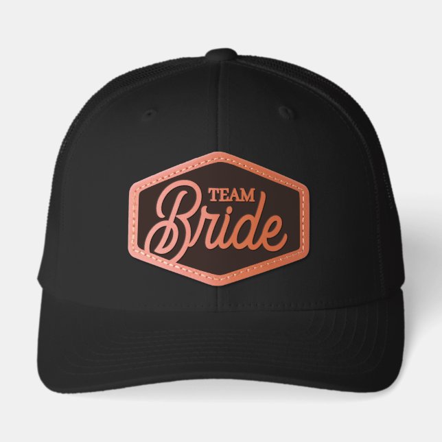 Simple Minimalist Girly Team Bride Leather Patch Hat (Front)