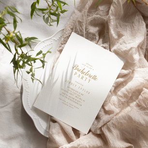 Simple Minimalist Gold Bachelorette Party Invitation