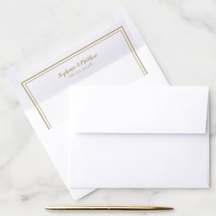 Simple Minimalist Gold Custom Name Date Modern Envelope Liner