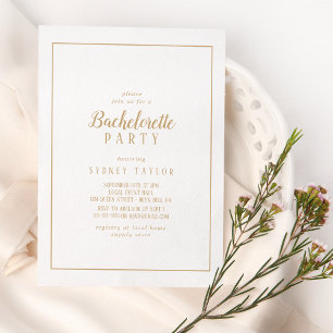Simple Minimalist Gold Frame Bachelorette Party Invitation