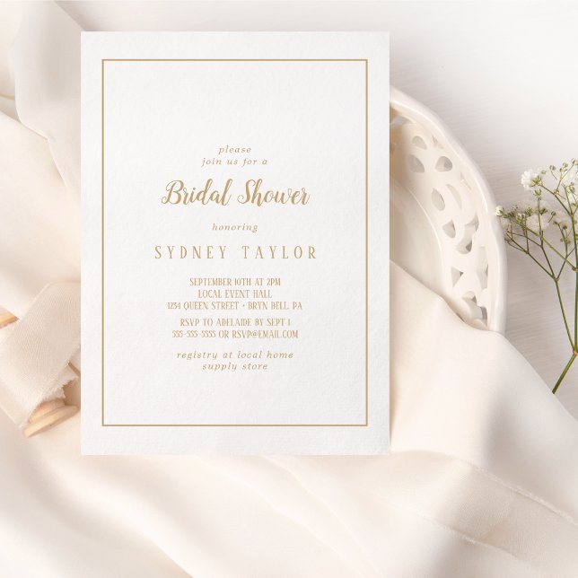 Simple Minimalist|Gold Frame Bridal Shower Invitation (Creator Uploaded)