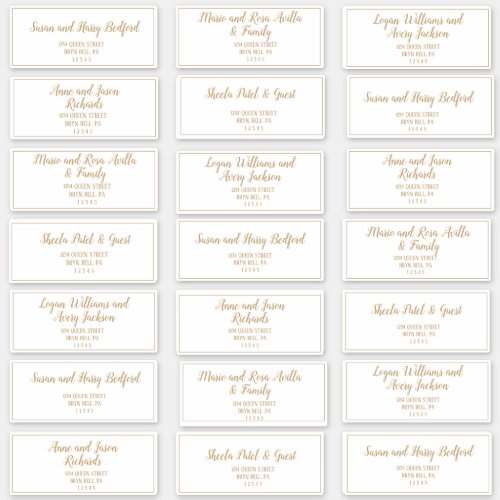 Simple MinimalistGold Frame Guest Address  Sticker