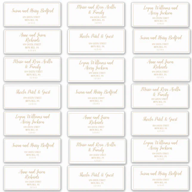 Simple Minimalist|Gold Frame Guest Address Sticker | Zazzle