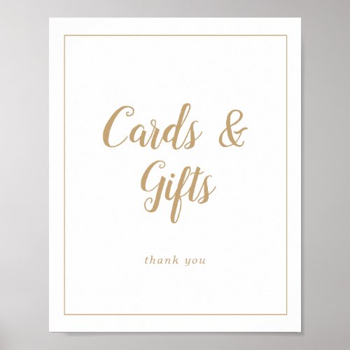 Simple MinimalistGold Frame Wedding CardsGifts Poster