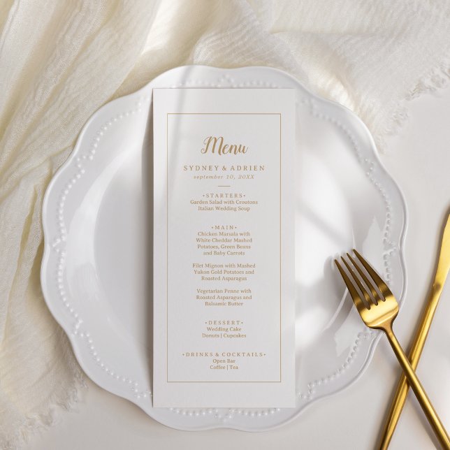 Simple Minimalist|Gold Frame Wedding Dinner Menu (Creator Uploaded)