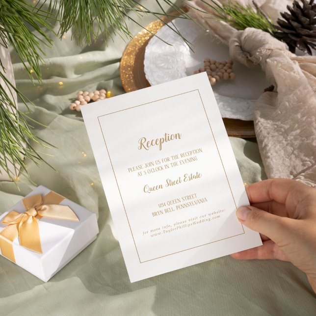 Simple Minimalist|Gold Frame Wedding Reception Enclosure Card (Creator Uploaded)