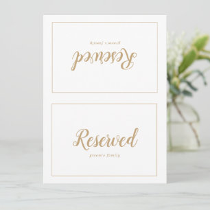 Simple Minimalist Gold Frame Wedding Reserved Sign