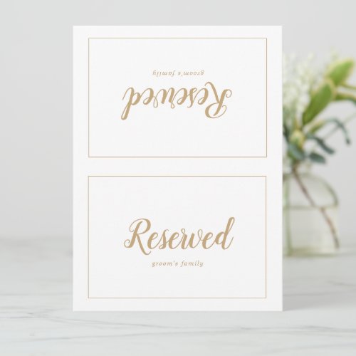 Simple MinimalistGold Frame Wedding Reserved Sign