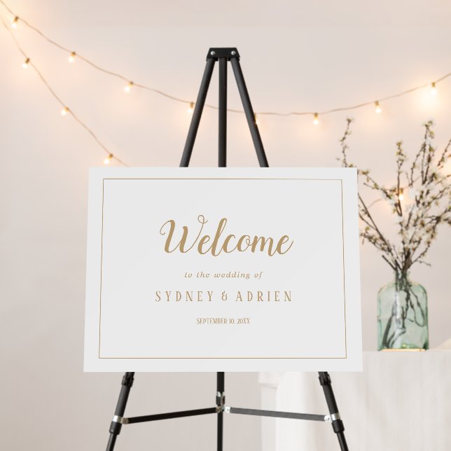 Simple Minimalist|Gold Frame Wedding Welcome Foam Board (In Situ (Stand))