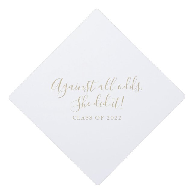 Simple Minimalist Gold Graduate  Graduation  Graduation Cap Topper (Front)