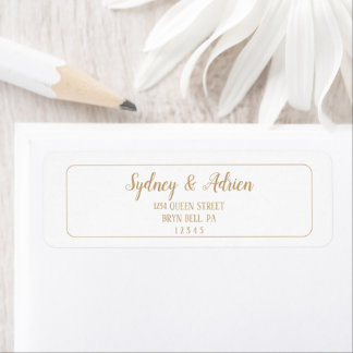Simple Minimalist|Gold Invite Frame Return Address Label