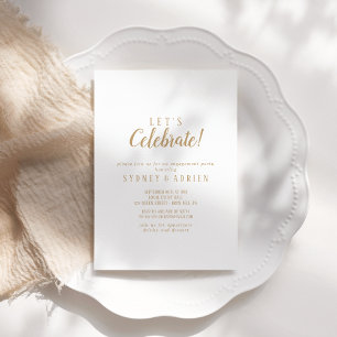 Simple Minimalist Gold Let's Celebrate Party Invitation