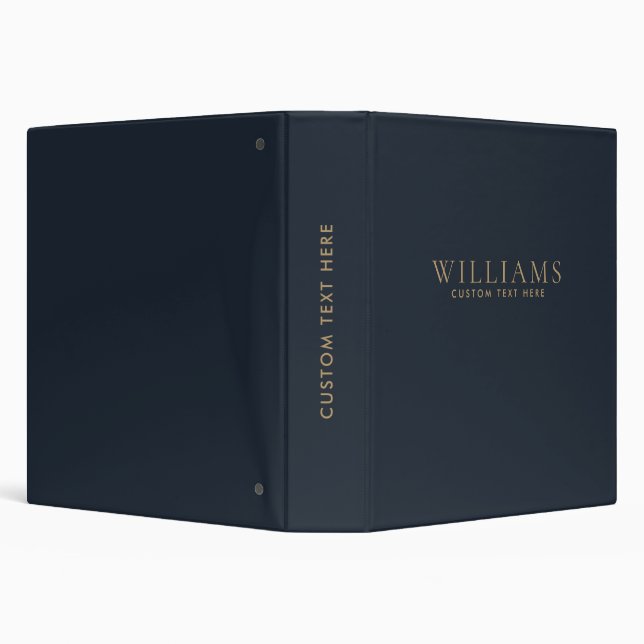 Simple Minimalist Gold Navy Blue Personalized  3 Ring Binder (Background)