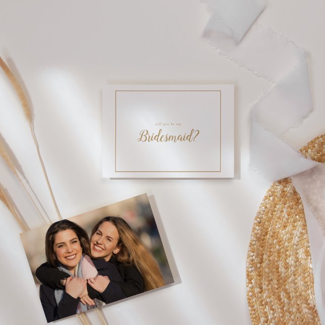 Simple Minimalist|Gold Photo Frame My Bridesmaid Note Card (Creator Uploaded)