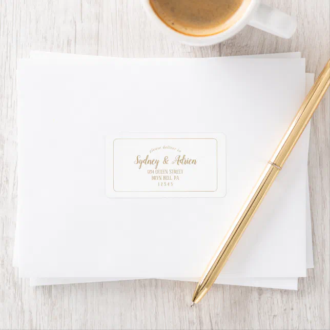 Simple Minimalist|Gold RSVP Frame Address Label | Zazzle