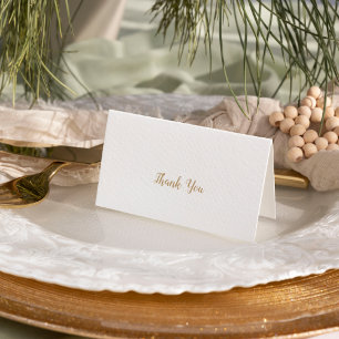 Simple Minimalist Gold Wedding Letterpress Thank You Card