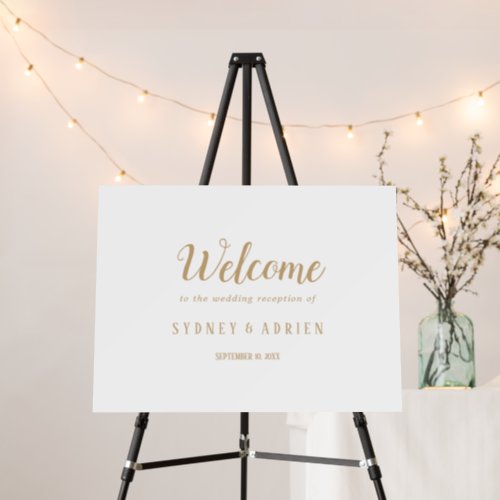 Simple MinimalistGold Wedding Reception Welcome  Foam Board