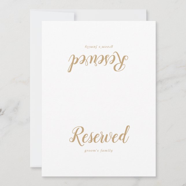 Simple Minimalist|Gold Wedding Reserved Sign (Front)