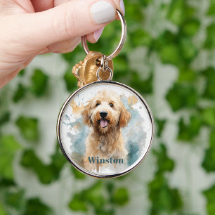 Simple Minimalist Goldendoodle Pet Dog Keepsake Keychain