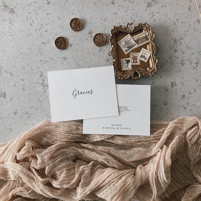 Simple Minimalist Gracias Flat Wedding Thank You Card (Creator Uploaded)