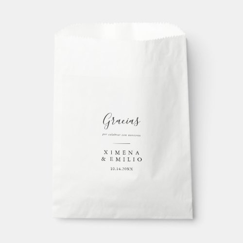 Simple Minimalist Gracias Thank You Wedding Favor Bag