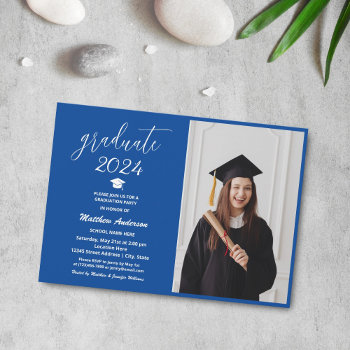 Simple Minimalist Graduate 2024 Graduation Photo Invitation by littleteapotdesigns at Zazzle
