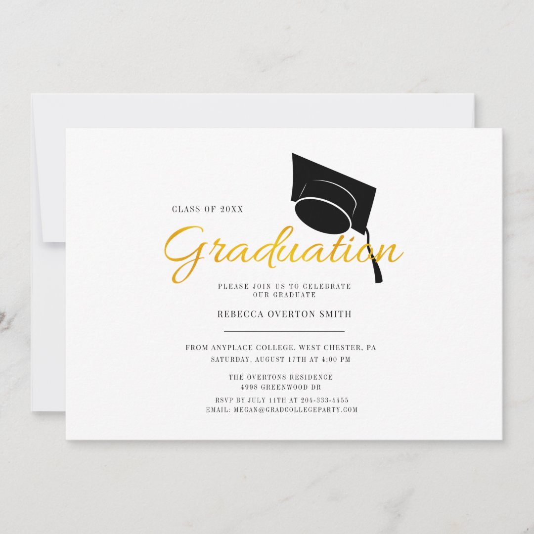 Simple Minimalist Graduation Cap Party Invitation | Zazzle