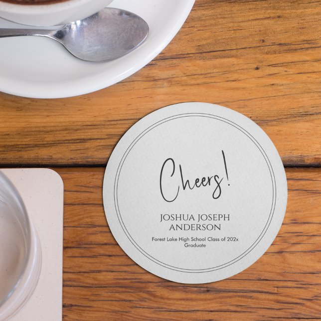 Simple Minimalist Graduation Party Round Paper Coaster (Creator Uploaded)