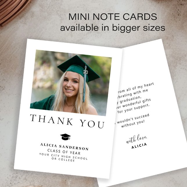 Simple minimalist graduation photo thank you MINI Note Card (Creator Uploaded)