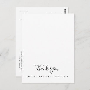 Simple Minimalist Graduation Thank You  Postcard
