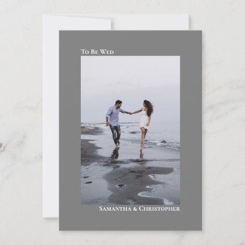 Simple Minimalist Gray Vertical Photo Wedding Invitation