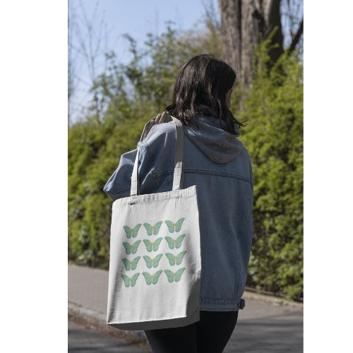 Simple Minimalist Green Butterfly Tote Bag