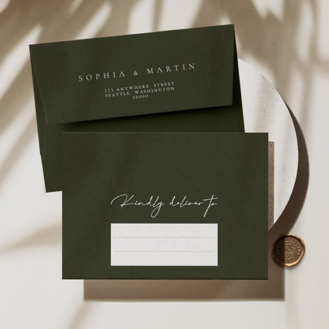 Simple Minimalist Green Calligraphy Wedding Envelope (Creator Uploaded)