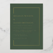 Simple Minimalist Green Modern Wedding  Foil Invitation