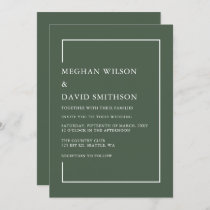 Simple Minimalist Green Modern Wedding  Invitation