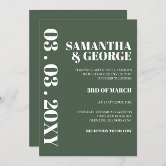 Simple Minimalist Green Modern Wedding Invitation