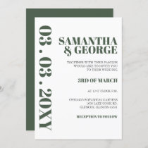 Simple Minimalist Green Modern Wedding Invitation