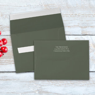 Simple Minimalist Green Return Address Printed Envelope