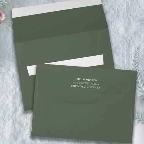 Simple Minimalist Green Return Address Printed Envelope