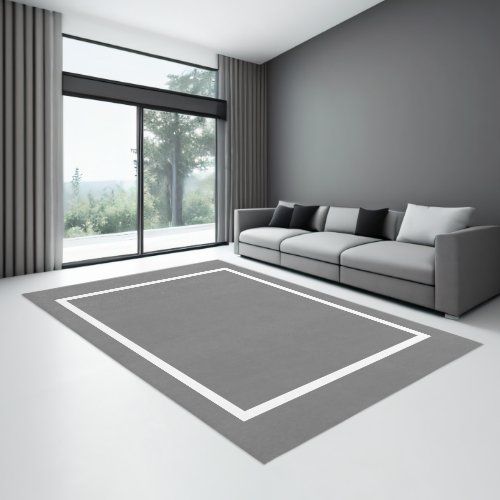 Simple Minimalist Grey  White Elegant Rug